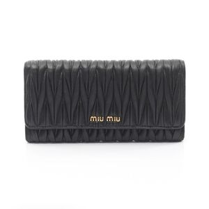 Miu Miu Matelassé Nappa Leather Long Wallet, Nero-Black, 5MH109 + COA, Box, Tags
